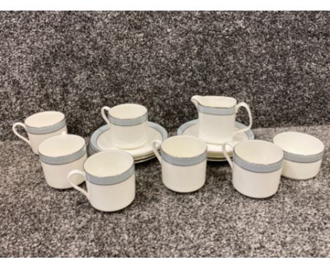 Total of 14 pieces of Royal Doulton (‘Etude’ pattern) tea China, includes 6x cups &amp; saucers plus milk jug &amp; sugar bow