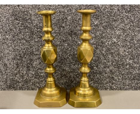 Pair of vintage brass candlesticks “king of diamonds” Height 31.5cm
