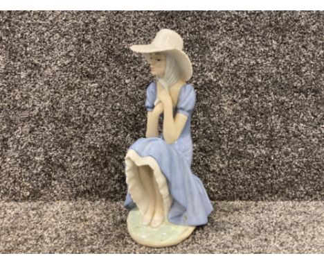 Large Nao by Lladro figure of a seated lady with hat