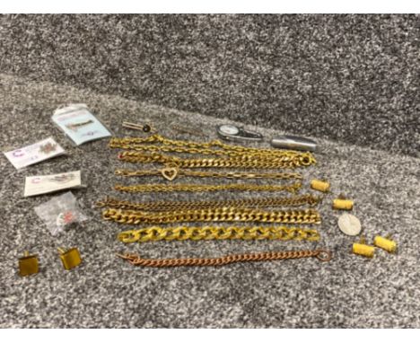 Box gents Gold plated braclets necklace, lighter, cufflinks etc