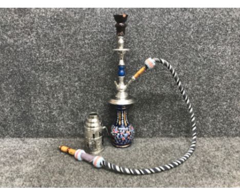 Glass and metal hookah pipe in carry bag