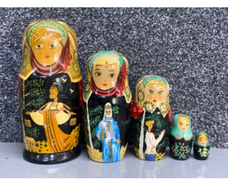A vintage wooden five piece Russian Doll “Babushka” set