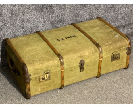 Vintage twin handled travel trunk