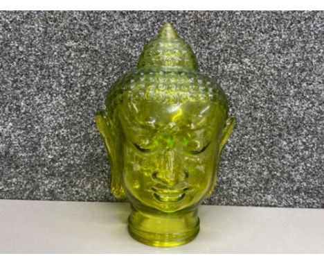 Vintage lime tinted all glass Buddha’s head, H30cm