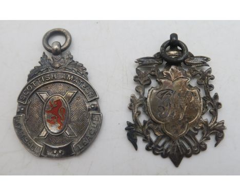A Scottish Amateur Football League silver and enamel medal, engraved verso "2nd Div., Wnrs. Viewfield Rovers F.C., W. Graham,