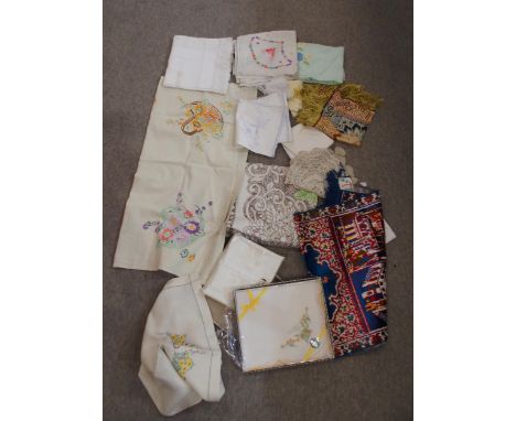 A large quantity of table linen including boxed examples, embroidered examples, a Finlay's brushed cotton sheet and other tex