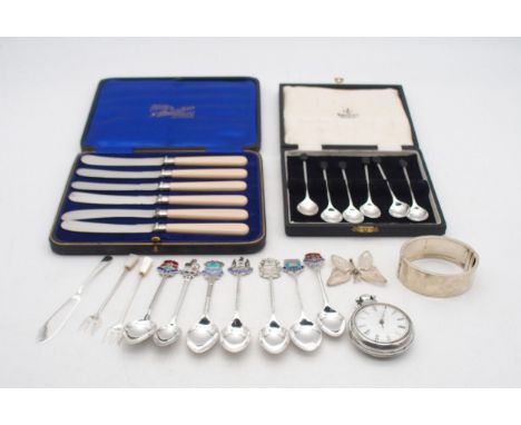 A collection of silver including a cased set of silver coffee spoons, by&nbsp;Travis, Wilson &amp; Co Ltd, Glasgow, a silver 