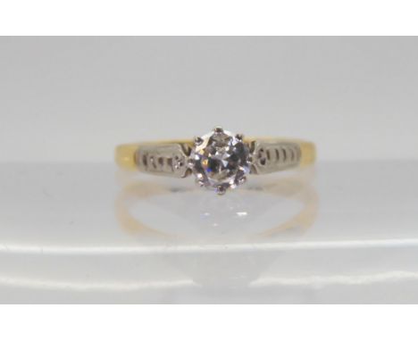 A classic 18ct gold diamond solitaire of estimated approx 0.33cts, finger size m, weight 2.2gms Condition Report:Available up
