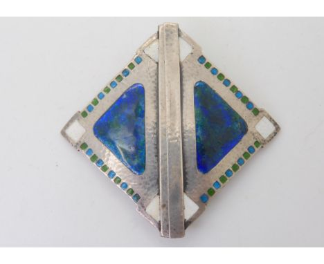 A Liberty &amp; Co silver and enamel buckle, hallmarked Birmingham 1910, with L&amp;Co lozenge stamps. 6.4cm x 5.7cm Conditio