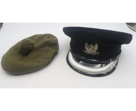 An Ayrshire (Earl of Carrick's Own) Yeomanry officer's dress peaked cap, late-20th century; together with a khaki wool regime