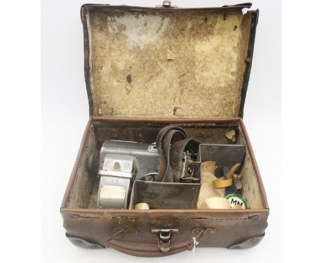 A bus/tram/train conductor's ticket machine, as used by Glasgow Corporation Transport, in protective case, together with Cond
