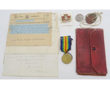A WW1 British War Medal and Victory Medal pair awarded to S-14125 Pte. J. Campbell, Argyll &amp; Sutherland Highlanders; toge