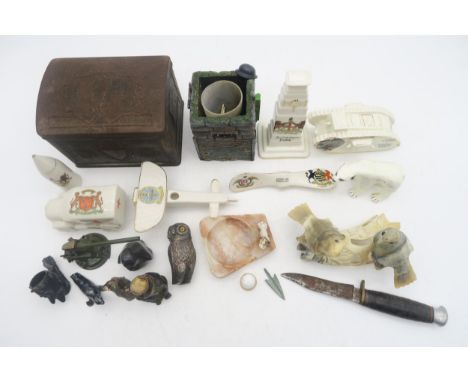 Mixed collectables to include a German table lighter modelled as a seated monkey wearing a top hat, marked to base "Ges. Gesc