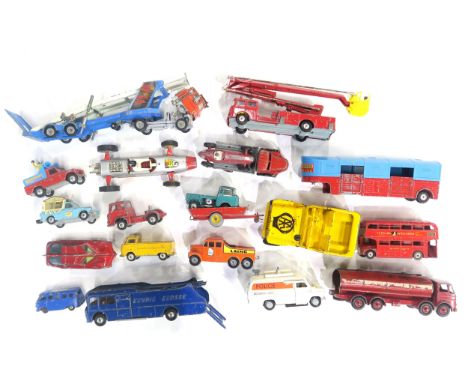 A quantity of model vehicles, mostly loose, comprising examples by Corgi, Tri-ang, Days Gone, a Dinky Routemaster Bus "Tern S