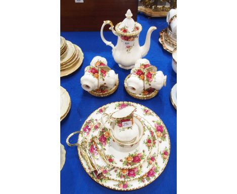 AA Royal Albert Old Country Roses coffee set with pot, cake stand, cream and sugar, six cups and saucers Condition Report:Ava