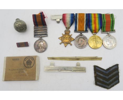 A BOER WAR/WW1/WW2 GROUP OF FIVE Comprising Queen's South Africa Medal (renamed) with four clasps (Orange Free State, Cape Co