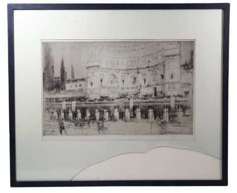 William Walcot (1874-1943) "The Stadium", a grandiose, architectural study of a Roman stadium with uniformed and other figure