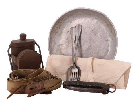 Sundry items of Great War / Second World War military personal and other kit including a clasp knife, a No 1 Electric Lamp, t