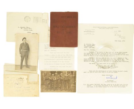 A Second World War Army Book 64 Soldier's Service and Paybook of 3319023 Pte John Houseman, together with two postcard photog