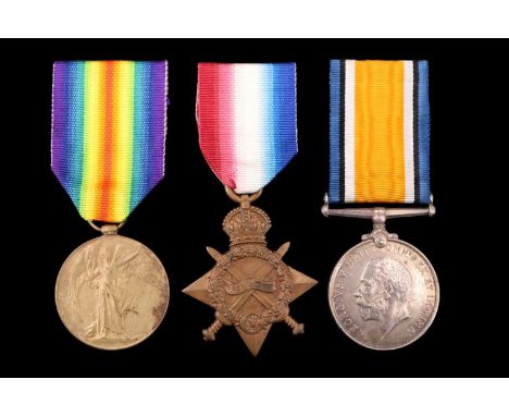 A 1914-15 Star, British War and Victory Medals to 15878 Pte A Rhind, Highland Light Infantry, with facsimile documents
