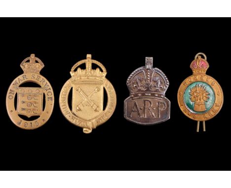 Women's Land Army, Great War Munition Volunteer, 1915 Ordnance worker and silver ARP badges
