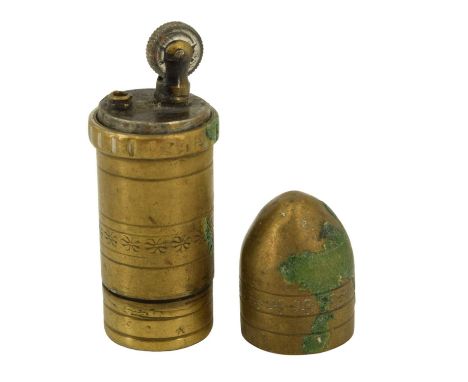 A Boer War / Great War novelty cigarette lighter in the form of an artillery shell and case, 7 cm