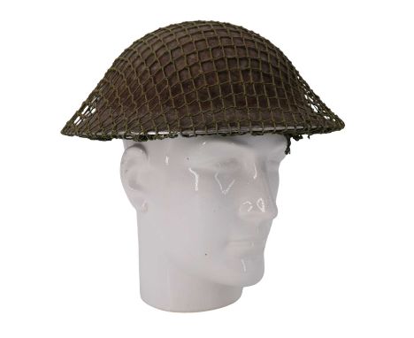 A Second World War British army Mk II steel helmet and net