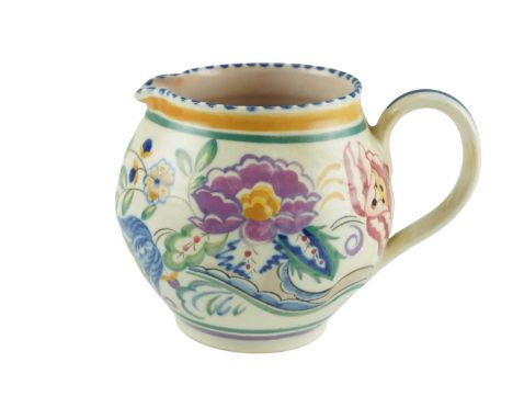 A Poole Pottery hand-painted jug, shape number 316, signed AP to base, 11.5 cm