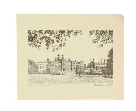 Alfred Wainwright (1907-1991)“Stonyhurst College”, an architectural study of the post-medieval college from the treeline, pri