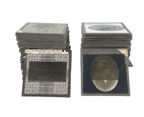 A large collection of glass magic lantern slides, including a history of Sheffield Equalized Independent Druids' Friendly Soc