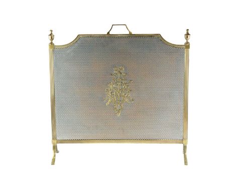 A late 20th Century brass fire screen / spark guard, 67 cm x 67 cm