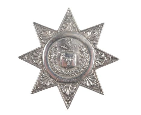 A Victorian Order of Foresters silver star sash badge, Hilliard &amp; Thomason, Birmingham, 1884, 22.45 g, 86 mm