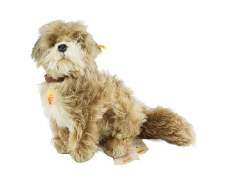 A late 20th Century Steiff mohair Treft Skye terrier dog, No. 031663, 30 cm