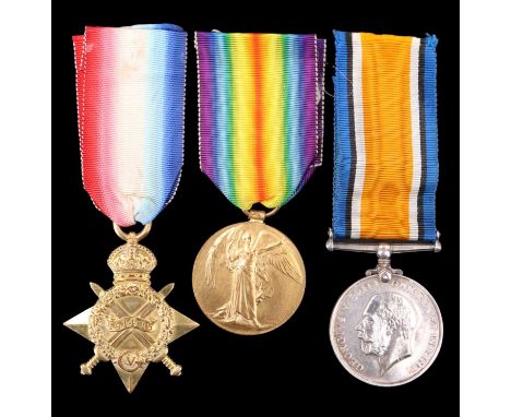 A 1914-15 Star, British War and Victory Medals to 4326/M22810 Pte R W Bushby, King's Liverpool Regiment