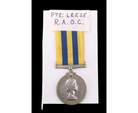 A Queen's Korea Medal to 22525207 Pt E R Lees, Royal Army Ordnance Corps