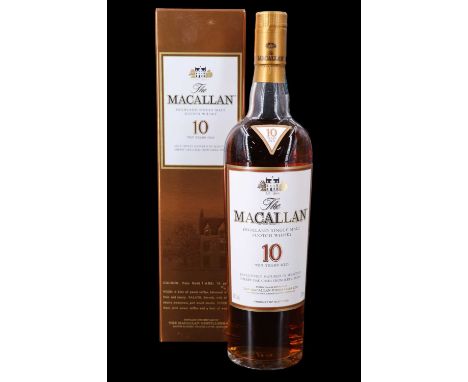 A boxed bottle of The Macallan (10) Ten Year Old Highland single malt Scotch whisky, 700 ml