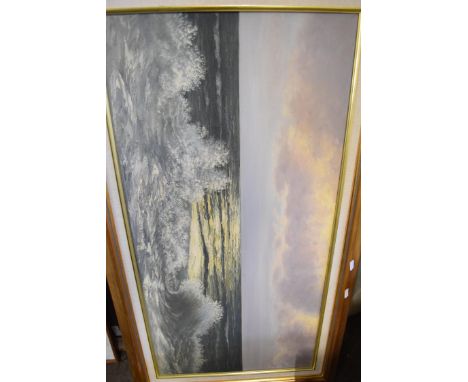 MODERN CONTINENTAL SCHOOL, OIL ON CANVAS, STUDY OF A SEASCAPE, INDISTINCTLY SIGNED, GILT FRAMED, 23CM WIDE