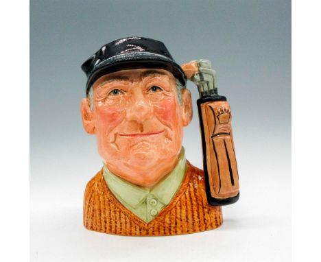 Style One, Variation One. Blue cap, brown sweater, tan shirt, light brown golf bag.This Golfer character jug was modeled in t