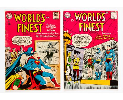 World's Finest 89, 91 (1957). # 89 light biro number to back cover margin, narrow piece out of pg 22 lower margin [vg-], 91 [