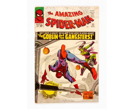 Amazing Spider-Man 23 (1965) Cents copy, cream pages, light moisture stain to top back cover with light imprint of front cove