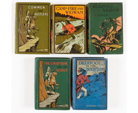 Wild West story books (Cassell 1900-1930) by Edward S Ellis, all with tooled covers and spines. Blazing Arrow, Camp-Fire and 