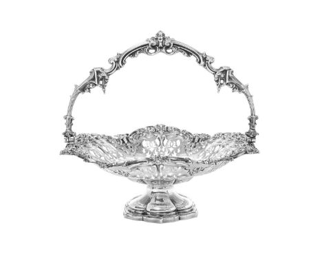 A Victorian Silver Basket,  by Henry Wilkinson and Co., Sheffield, 1874 shaped circular and on spreading conforming foot, the