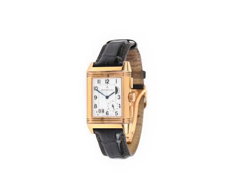 Jaeger Le Coultre: A Good 18 Carat Rose Gold Grande Size GMT 8-Day Power Reserve Reversible Wristwatch, signed Jaeger LeCoult