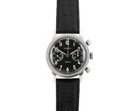 Dodane: A Rare Stainless Steel French Military Pilots Type 21 Chronograph Wristwatch, signed Dodane, model: Type 21, 1960's, 