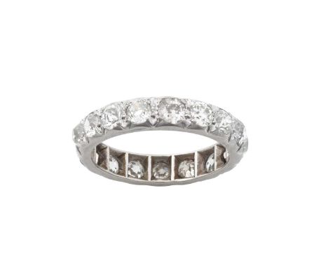 A Diamond Eternity Ring the seventeen old cut diamonds in white claw settings, total estimated diamond weight 3.30 carat appr