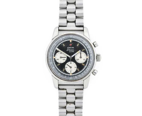 Enicar: A Stainless Steel Jumbo Size Chronograph Wristwatch, signed Enicar, model: Sherpa Graph 300, 1960's, mechanical lever