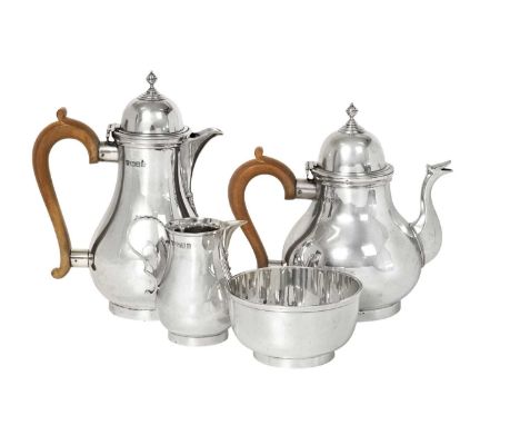 A Four-Piece George V Silver Tea-Service,  by James Henry and Herbert Barraclough, London, 1917 each piece in the George II s