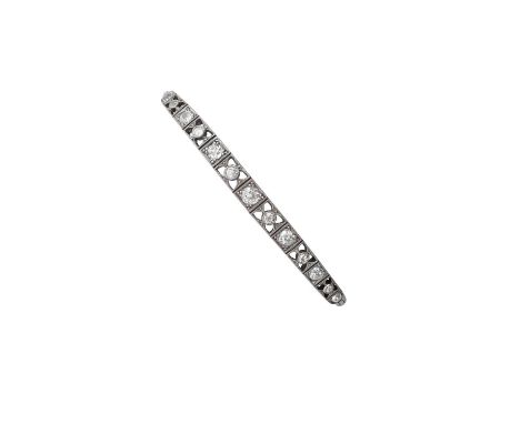 An Early 20th Century Diamond Braceletseven old cut diamonds in square white claw and millegrain settings, alternate with six