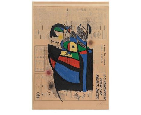 Joan Miró (Spanish, 1893-1983)Le Journal (Mourlot 386) Lithograph in colours, 1975, on Arches, signed and numbered 1/50 in pe