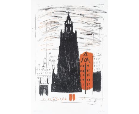 John Piper (British, 1903-1992)St Nicholas, Liverpool: Smoke-black Dockland Church (Levinson 136) Lithograph printed in colou